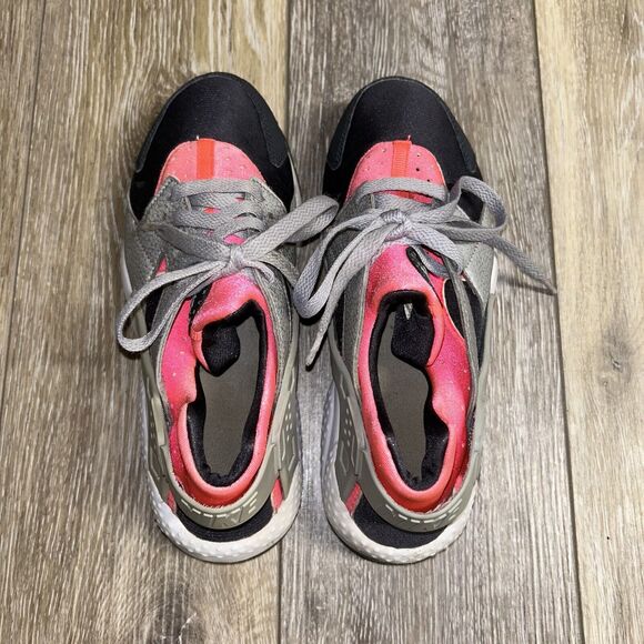 Nike Huarache Run Youth US Size 5Y Hot Punch Pink Wolf Gray 654280-600 Shoes - Picture 8 of 11